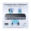 UGREEN CM662 (15705) Dual USB Male to Tri USB 3.0 & Type-C Female Gray Sharing Switch - Image 2