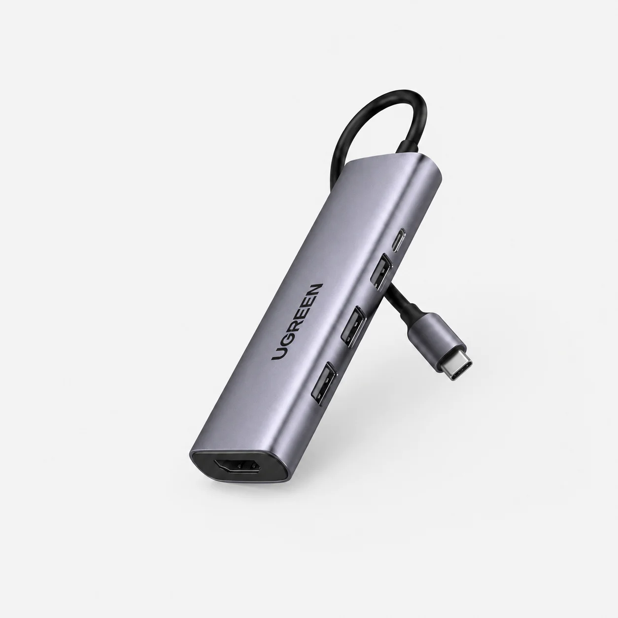 UGREEN CM512 (60515) Type-C Male to Dual USB 3.0, Type-C (PD), HDMI, MicroSD, TF & LAN Female Gray Multi-Interface HUB