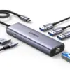 UGREEN CM512 (60515) Type-C Male to Dual USB 3.0, Type-C (PD), HDMI, MicroSD, TF & LAN Female Gray Multi-Interface HUB - Image 2