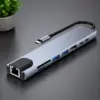 Multifunctional USB Type-C Hub 8 In 1 USB C Adapter With 4K HDMI 100W PD USB C Port USB 3.0 RJ45 Ethernet SD TF Card Reader Docking Station For MacBook Pro Air USB C Laptops And More