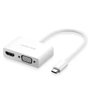 UGREEN 30843 Type-C Male to HDMI & VGA Female White Multiport Converter